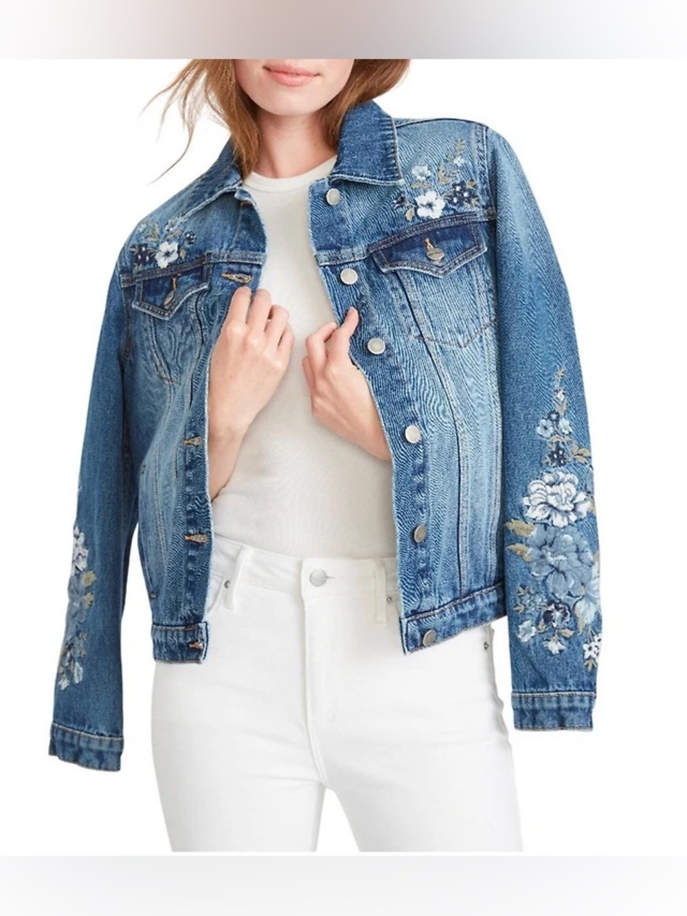 Driftwood Embroidered Denim Jacket - Size Small Bohemian Western Cottagecore